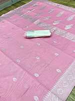 Handloom Linen Weaving Saree-Pink-2 Handloom Linen Weaving Saree-Pink-2