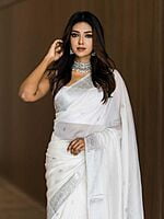 Handloom Linen Weaving Saree-White-2 Handloom Linen Weaving Saree-White-2