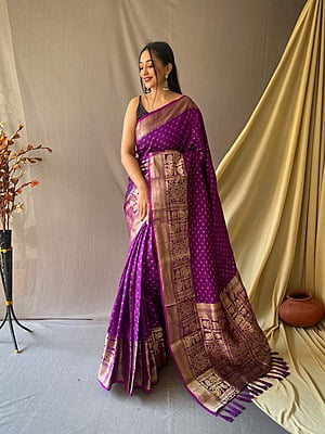 Handloom Silk Saree-Purple