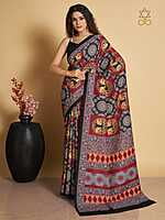 Muslin Ajrakh Digital Printed Saree-10 Muslin Ajrakh Digital Printed Saree-10