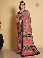 Muslin Ajrakh Digital Printed Saree-5 Muslin Ajrakh Digital Printed Saree-5
