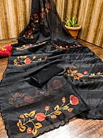 Organza Digital Printed Saree-Black-4 Organza Digital Printed Saree-Black-4
