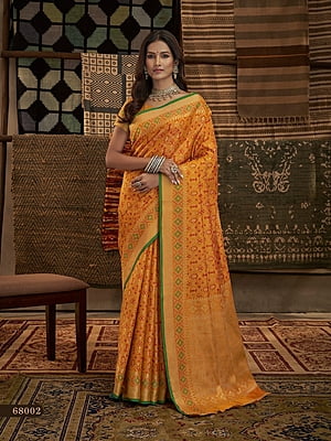 Patola Silk Saree-Mustard