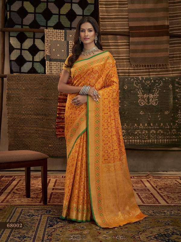 Patola Silk Saree-Mustard Patola Silk Saree-Mustard