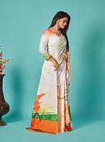 Traditional Digital Printed Saree-White-5 Traditional Digital Printed Saree-White-5