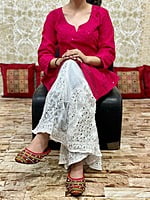 Chikan Kurti Lucknowi Palazzo Set-Magenta Chikan Kurti Lucknowi Palazzo Set-Magenta