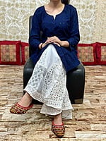 Chikan Kurti Lucknowi Palazzo Set-NavyBlue Chikan Kurti Lucknowi Palazzo Set-NavyBlue