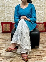 Chikan Kurti Lucknowi Palazzo Set-Rama Chikan Kurti Lucknowi Palazzo Set-Rama