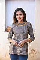 Block Printed Top-Brown-1 Block Printed Top-Brown-1