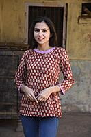 Block Printed Top-Brown-4 Block Printed Top-Brown-4