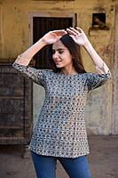 Block Printed Top-Brown-8 Block Printed Top-Brown-8