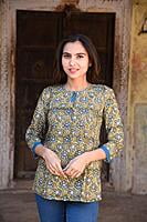 Block Printed Top-Green-4 Block Printed Top-Green-4