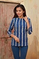 Block Printed Top-Indigo-1 Block Printed Top-Indigo-1