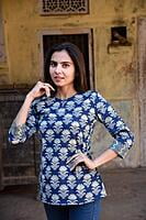 Block Printed Top-Indigo-4 Block Printed Top-Indigo-4