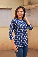 Block Printed Top-Indigo-7 Block Printed Top-Indigo-7