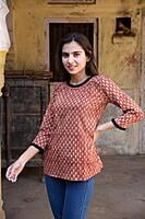 Block Printed Top-Rust-11 Block Printed Top-Rust-11