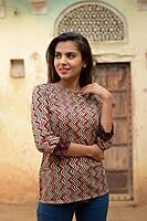 Block Printed Top-Rust-9 Block Printed Top-Rust-9