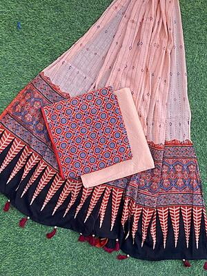 Ajrakh Suit With Kantha Dupatta Catalogue 3-1