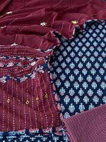 Ajrakh Unstitched Suit With Mirror Work Dupatta-11 Ajrakh Unstitched Suit With Mirror Work Dupatta-11