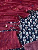 Ajrakh Unstitched Suit With Mirror Work Dupatta-2 Ajrakh Unstitched Suit With Mirror Work Dupatta-2