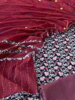 Ajrakh Unstitched Suit With Mirror Work Dupatta-9 Ajrakh Unstitched Suit With Mirror Work Dupatta-9