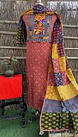 Ajrakh Unstitched Suit With Patch Work Dupatta-2 Ajrakh Unstitched Suit With Patch Work Dupatta-2
