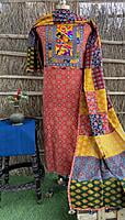 Ajrakh Unstitched Suit With Patch Work Dupatta-5 Ajrakh Unstitched Suit With Patch Work Dupatta-5