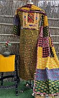 Ajrakh Unstitched Suit With Patch Work Dupatta-8 Ajrakh Unstitched Suit With Patch Work Dupatta-8
