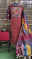 Ajrakh Unstitched Suit With Patch Work Dupatta-9 Ajrakh Unstitched Suit With Patch Work Dupatta-9