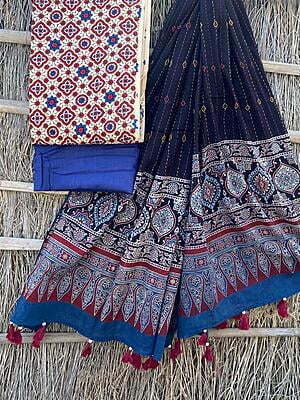 Ajrakh Suit With Kantha Dupatta Catalogue 4-1