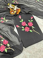 Hand Painted Georgette Suit-Grey-2 Hand Painted Georgette Suit-Grey-2
