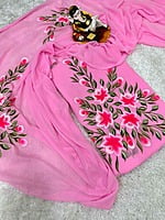 Hand Painted Georgette Suit-Pink-1 Hand Painted Georgette Suit-Pink-1