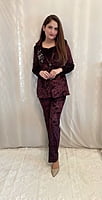Velvet Co-Ord Set 1-Wine-1 Velvet Co-Ord Set 1-Wine-1