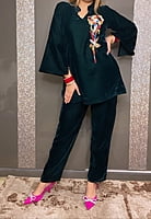 Velvet Co-Ord Set 2-BottleGreen-2 Velvet Co-Ord Set 2-BottleGreen-2