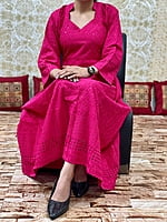 Chikan Schiffly Dress-Magenta Chikan Schiffly Dress-Magenta