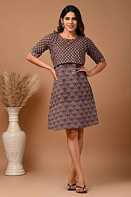 Hand Block Printed Dress Catalogue 3-Brown-1