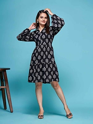 Hand Block Printed Dress Catalogue 4-Black-1