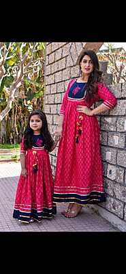 Alluring Mother Daughter Gown Combo Catalogue 5-Magenta-1