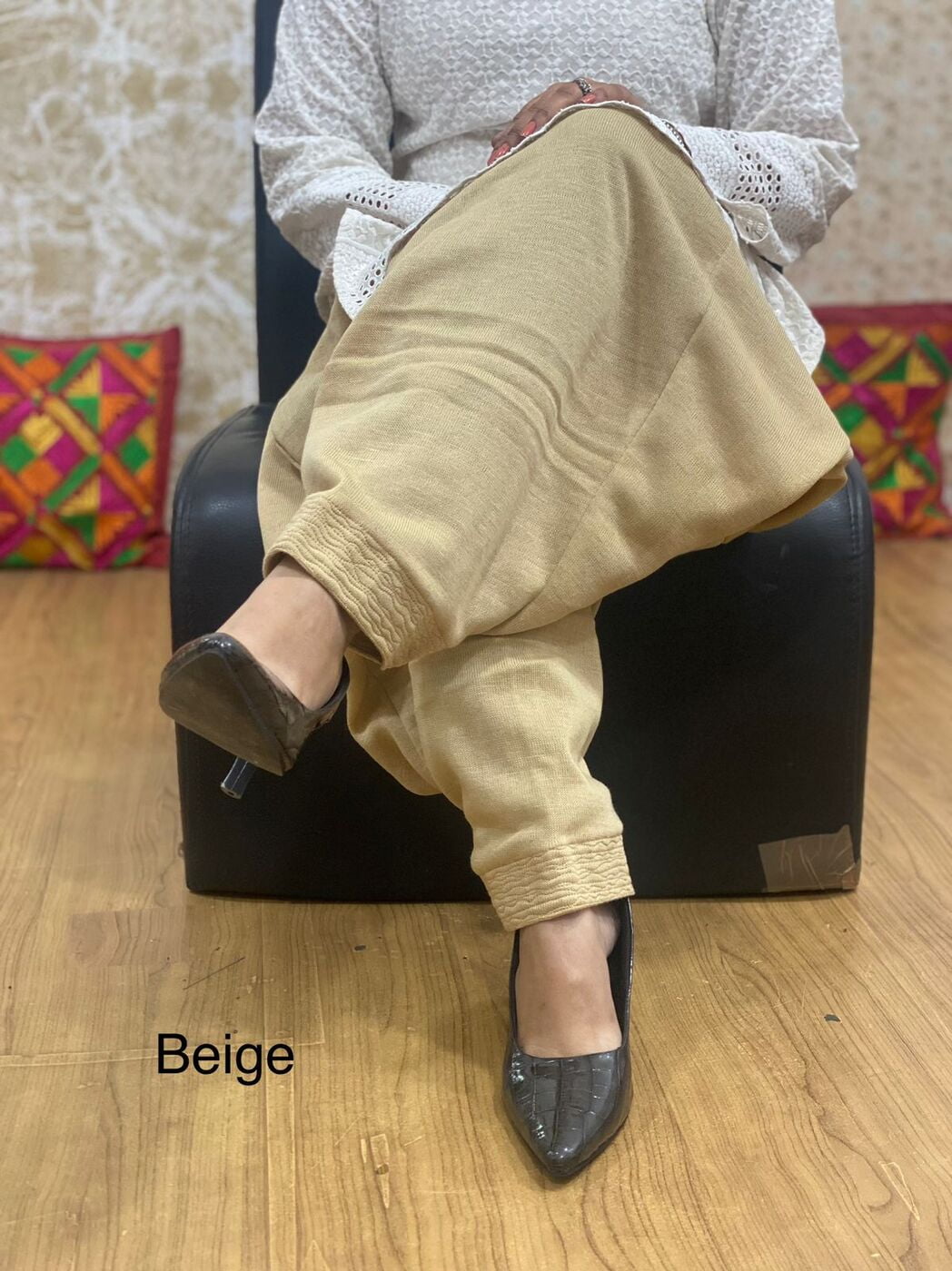 Woolen Knitted Salwar-Beige Woolen Knitted Salwar-Beige