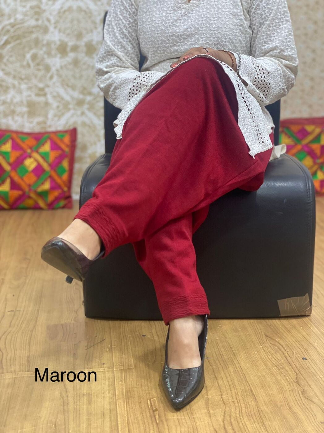 Woolen Knitted Salwar-Maroon Woolen Knitted Salwar-Maroon