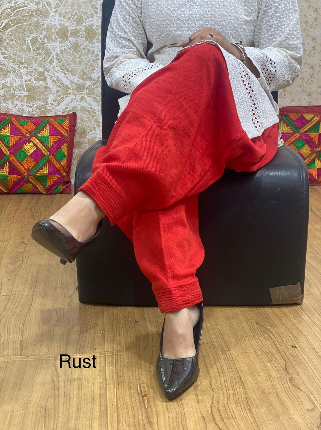 Woolen Knitted Salwar-Red Woolen Knitted Salwar-Red