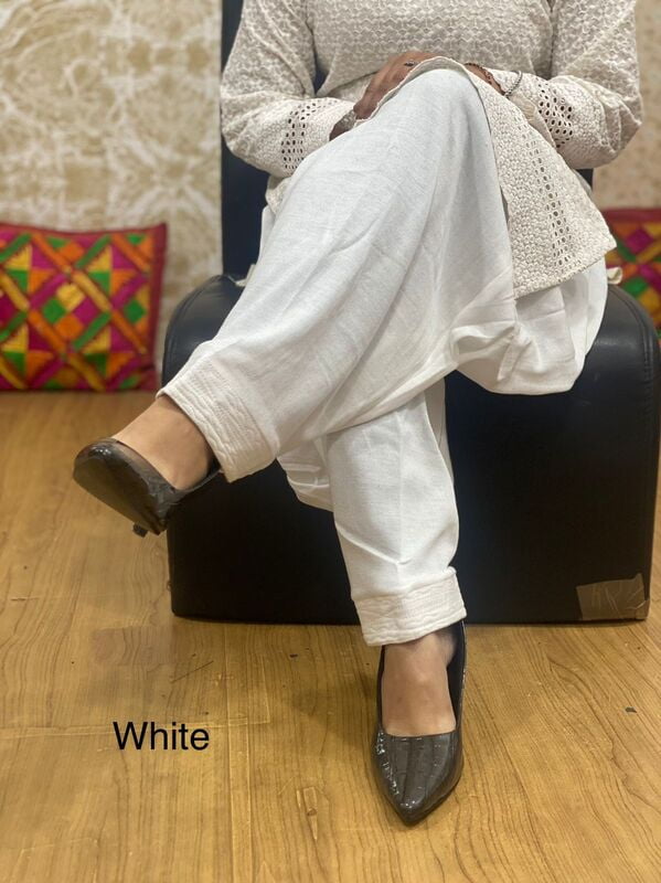 Woolen Knitted Salwar-White Woolen Knitted Salwar-White